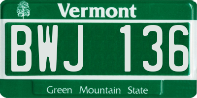 VT license plate BWJ136
