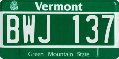VT license plate BWJ137