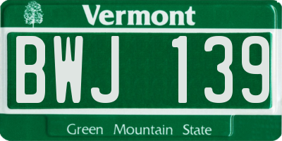 VT license plate BWJ139