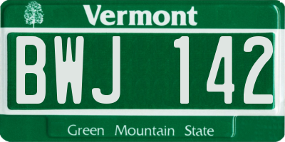 VT license plate BWJ142