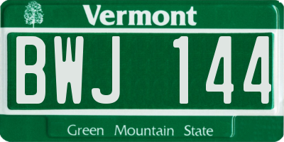 VT license plate BWJ144