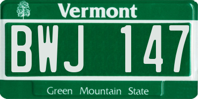 VT license plate BWJ147