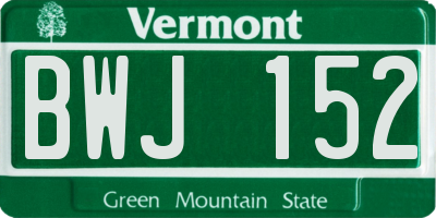 VT license plate BWJ152