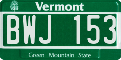 VT license plate BWJ153