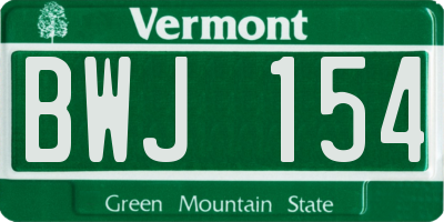 VT license plate BWJ154