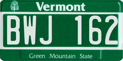 VT license plate BWJ162