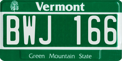 VT license plate BWJ166