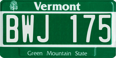 VT license plate BWJ175