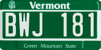 VT license plate BWJ181