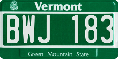VT license plate BWJ183