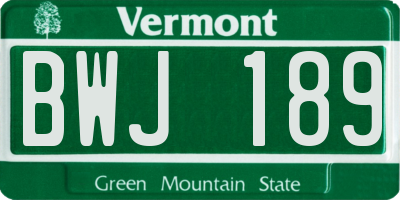VT license plate BWJ189