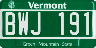 VT license plate BWJ191