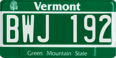 VT license plate BWJ192