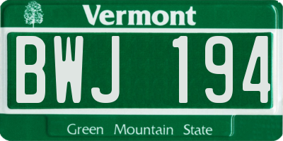 VT license plate BWJ194