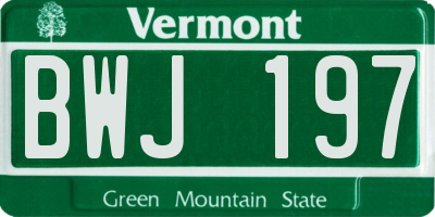 VT license plate BWJ197