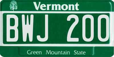 VT license plate BWJ200