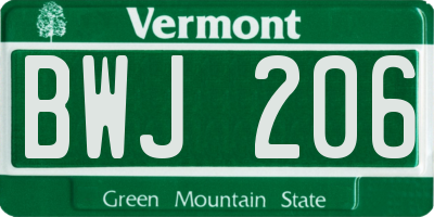 VT license plate BWJ206