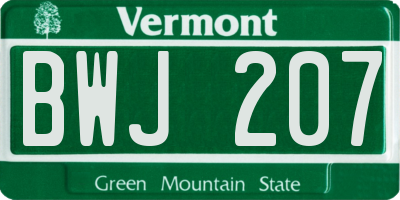VT license plate BWJ207