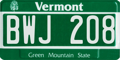 VT license plate BWJ208
