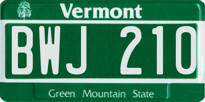 VT license plate BWJ210