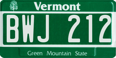 VT license plate BWJ212