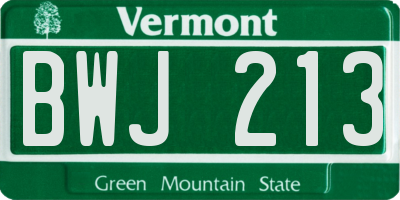 VT license plate BWJ213