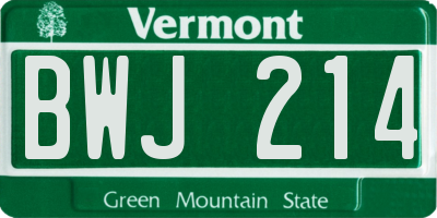 VT license plate BWJ214