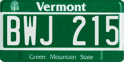 VT license plate BWJ215