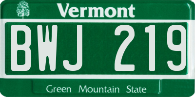 VT license plate BWJ219