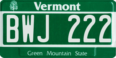 VT license plate BWJ222