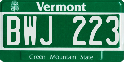 VT license plate BWJ223