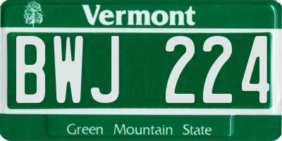 VT license plate BWJ224