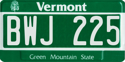 VT license plate BWJ225
