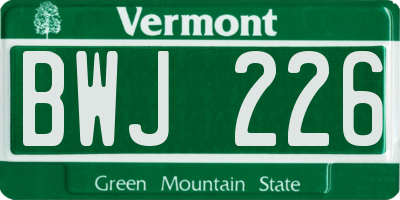 VT license plate BWJ226