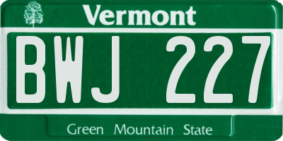 VT license plate BWJ227