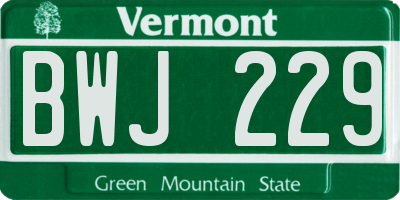 VT license plate BWJ229