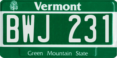 VT license plate BWJ231