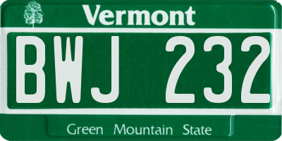 VT license plate BWJ232
