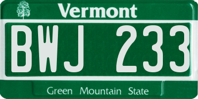 VT license plate BWJ233
