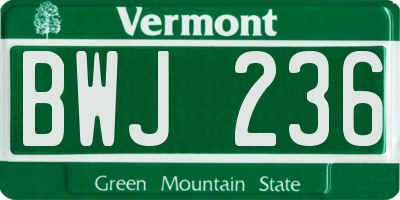 VT license plate BWJ236