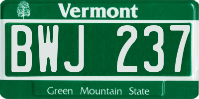 VT license plate BWJ237
