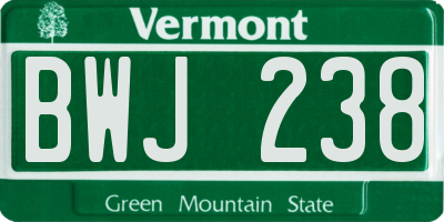 VT license plate BWJ238