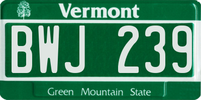 VT license plate BWJ239
