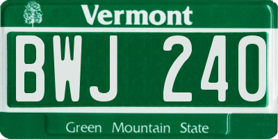 VT license plate BWJ240