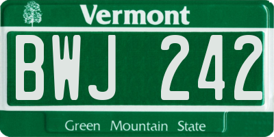 VT license plate BWJ242