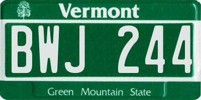 VT license plate BWJ244