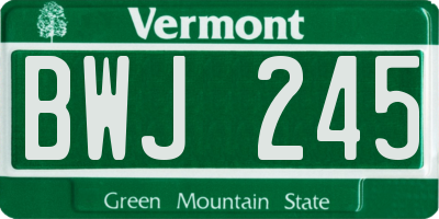 VT license plate BWJ245
