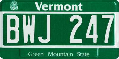 VT license plate BWJ247