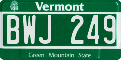 VT license plate BWJ249