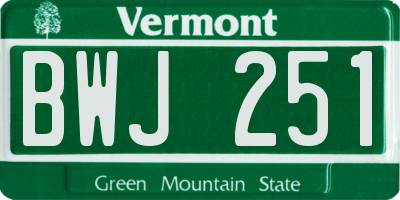VT license plate BWJ251